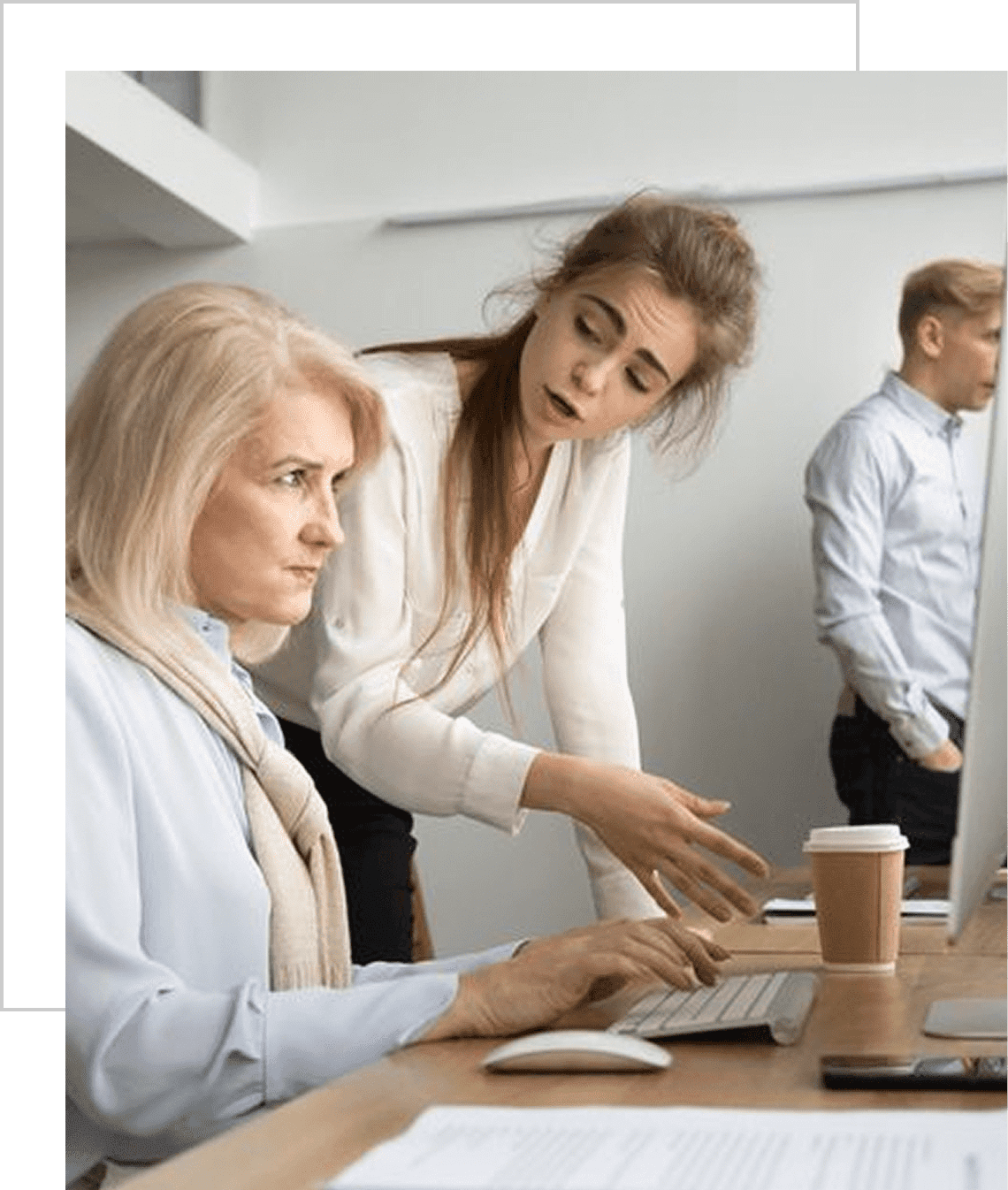 Colleagues collaborating in an office setting